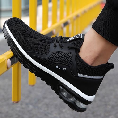 Tmax Schuhe Atmungsaktiv Arbeitsschuhe Stahlkappe Sneaker Schwarz